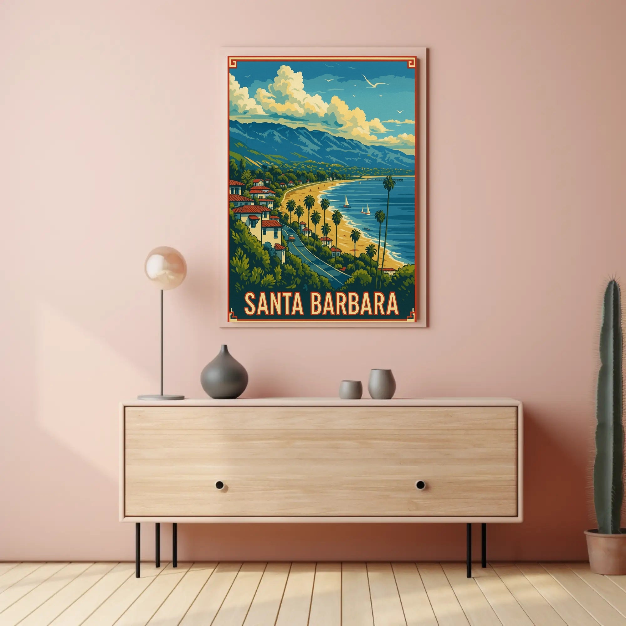 Santa Barbara Vintage Travel Scenic Seaside Poster