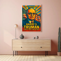 Harry S. Truman 33rd President of the United States Colorful Comic Book Style Poster