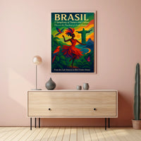 Brazil Culture and Nature Dance Parrots Christ The Redeemer Poster