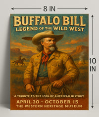 Buffalo Bill Tribute Western Poster Vintage Wall Art