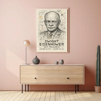 Dwight Eisenhower Vintage Sketch Line Art Collectors Poster