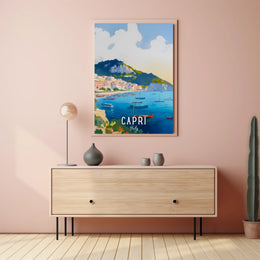 Capri Coastal Town Scenic Travel Poster