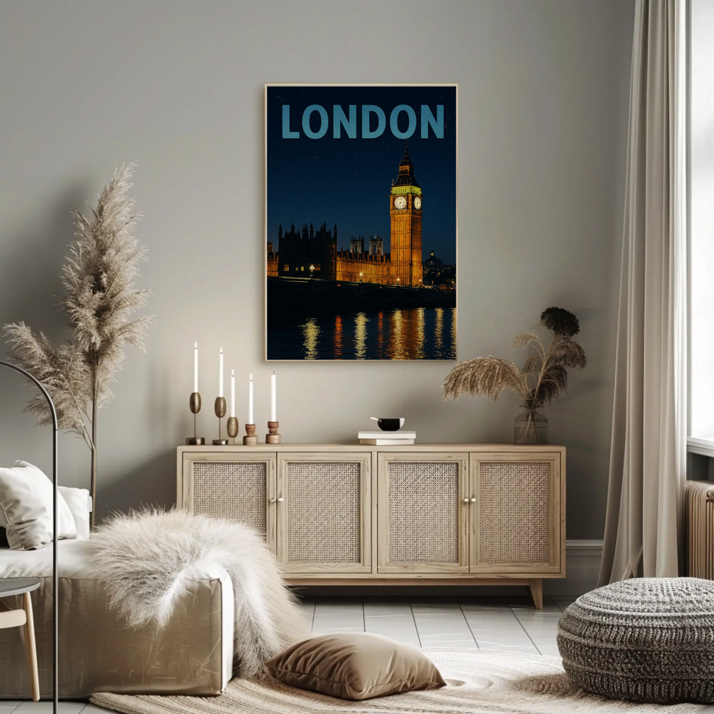 London Big Ben at Night Travel Poster