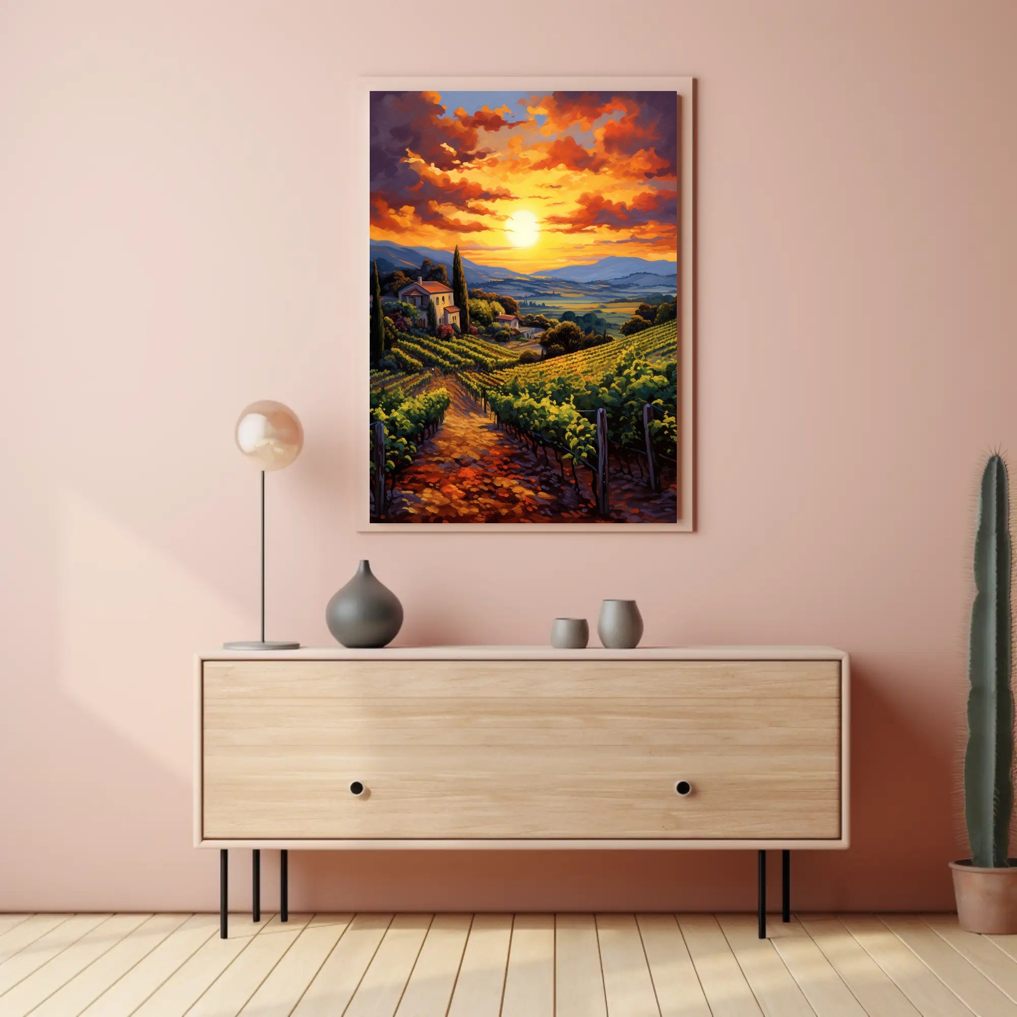 Sunset Over The Vineyard Poster