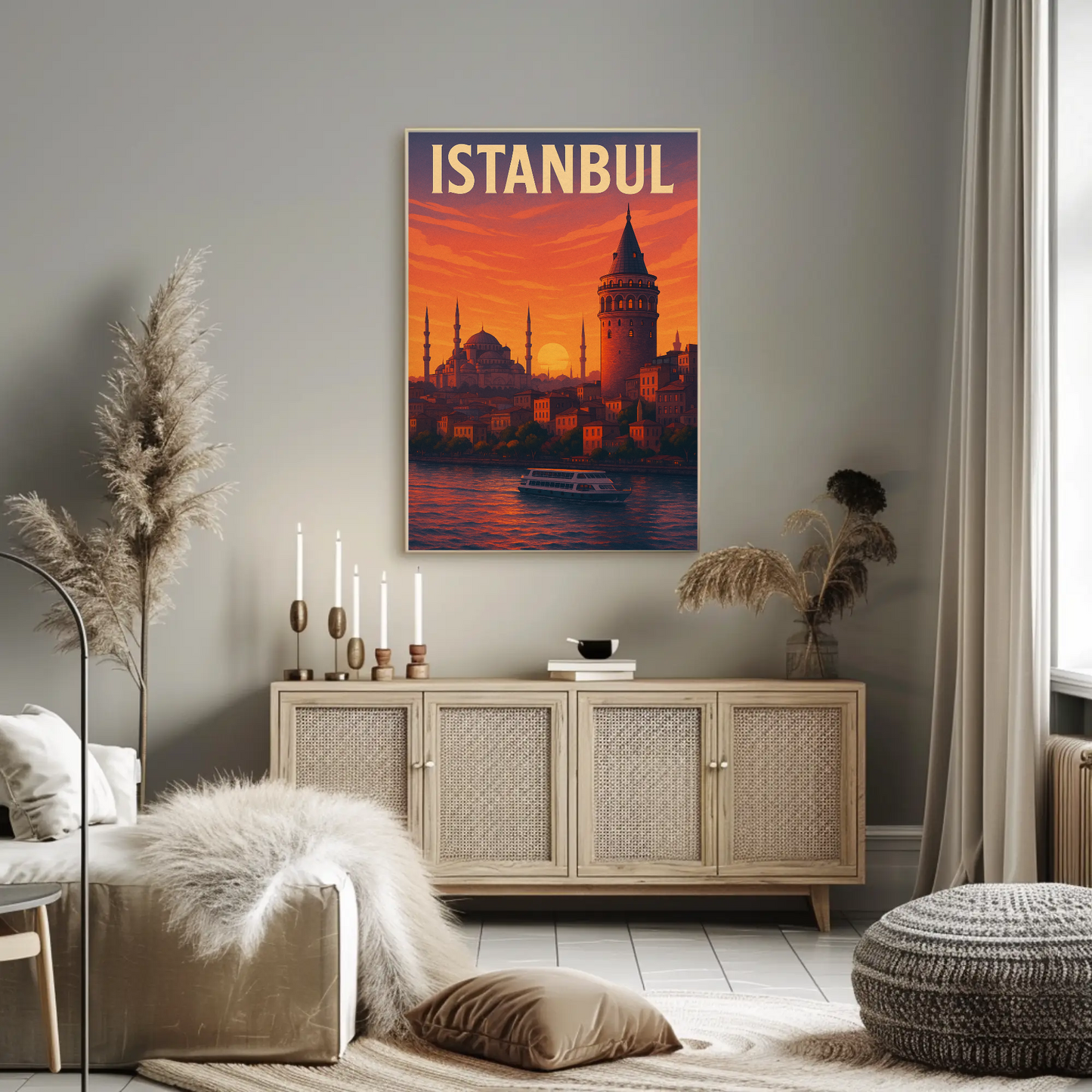 Istanbul Sunset Skyline Travel Poster