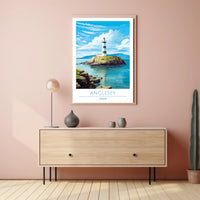 Scenic Lighthouse Art Print: Explore Wales Travel Poster