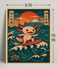 Surfing Axolotl Adventure Poster PosterGoat