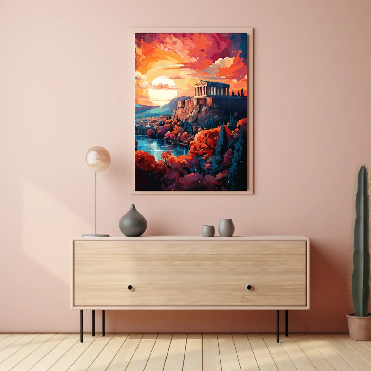 Ancient Greek Temple at Sunset Cultural Heritage Poster