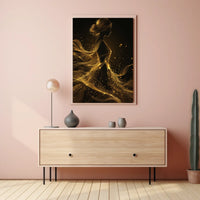 Ethereal Silhouette: Golden Gossamer Woman Art Poster