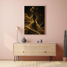 Ethereal Silhouette: Golden Gossamer Woman Art Poster