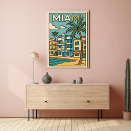 Vibrant Miami Colony Hotel Travel Poster