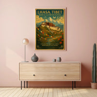 Lhasa Vintage Travel Poster with Tibetan Spiritual Essence