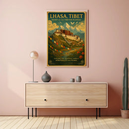 Lhasa Vintage Travel Poster with Tibetan Spiritual Essence