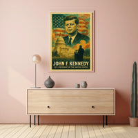 John F. Kennedy 35th President of the United States Layered Digital Collage Poster