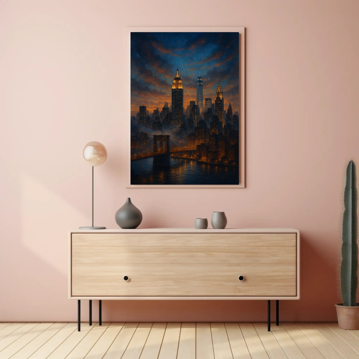 New York City Twilight Skyline Poster Modern Wall Art