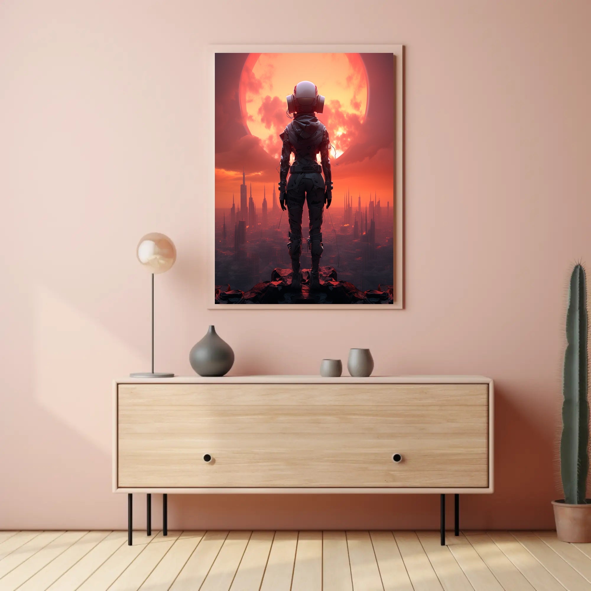 Futuristic Explorer At Sunset Poster PosterGoat