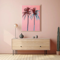 Palm Trees Poster Tropical Pink Minimalist Wall Art