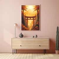 Japanese Torii Gate Autumn Landscape Poster Art