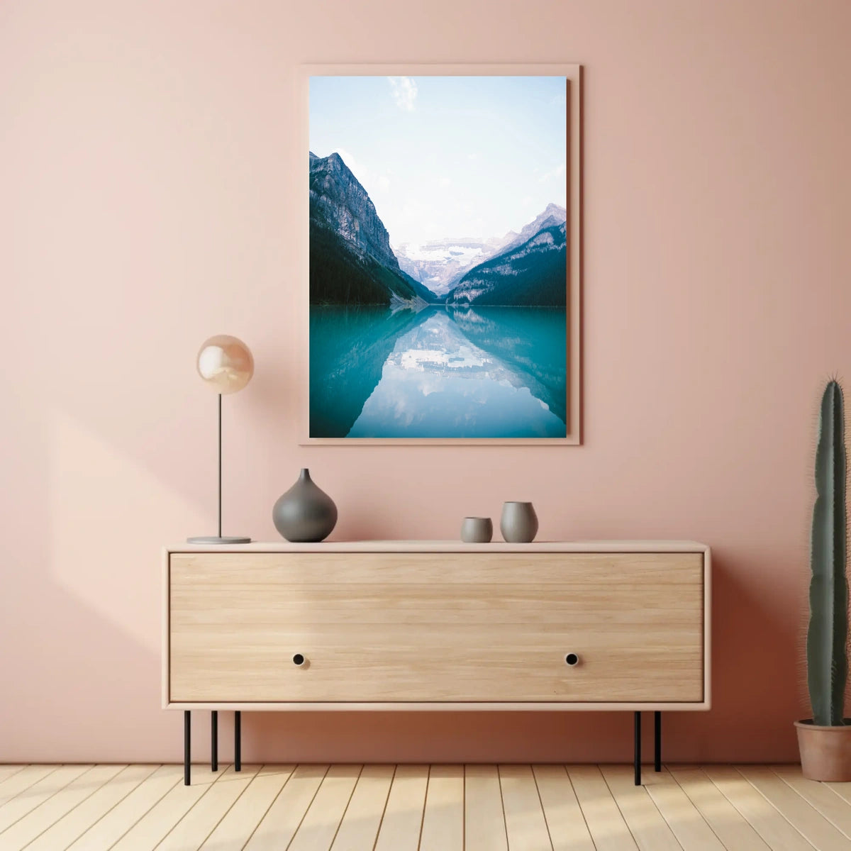 Serene Mountain Reflection Photorealistic Nature Poster
