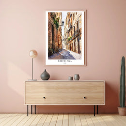 Barcelona Street Watercolor Art Poster PosterGoat