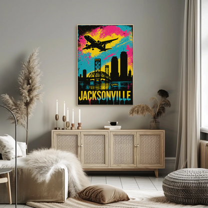 Jacksonville Florida Plane Skyline Bridge Poster Poster