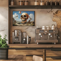 Eerie Skull Landscape Under A Futuristic Sci-Fi Poster