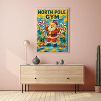 Santa Claus at North Pole Gym Fantasy or Mythology Poster