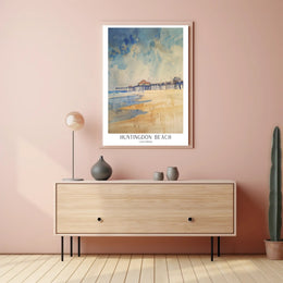 Huntington Beach Pier Watercolor Travel Poster PosterGoat