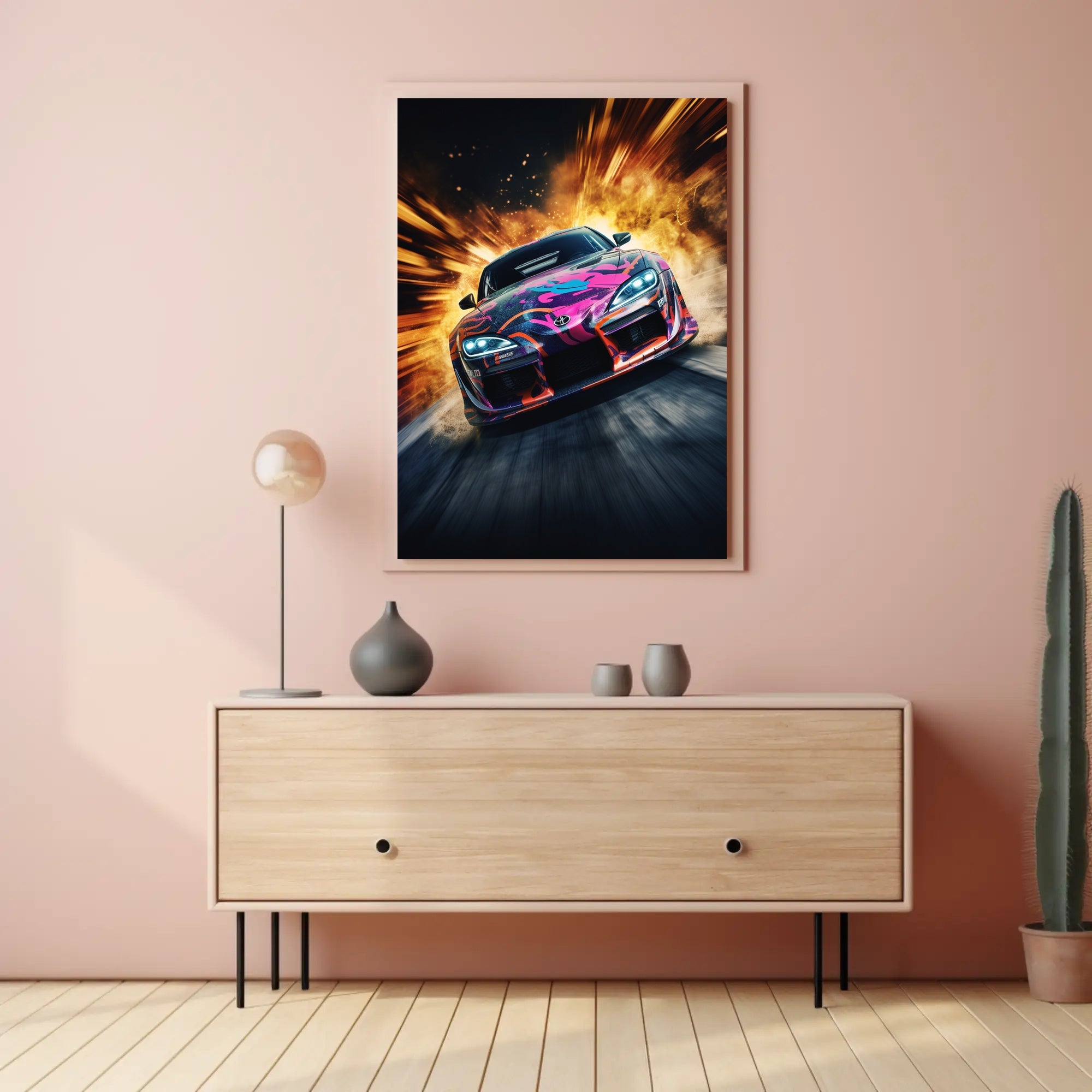 Speed and Power Multicolored Sports Car Poster