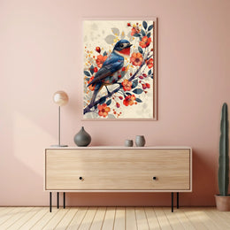 Vibrant Bird And Blossoms Poster