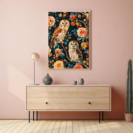 Owls And Blossoms William Morris Art Poster