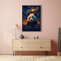 Cosmic Panda in Celestial Night Artistic Animal Poster