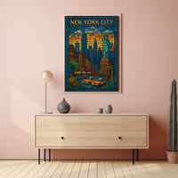 New York City Stained Glass Art Poster Modern Wall Art