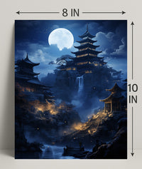 Moonlit Pagoda Serenity Poster