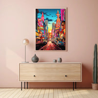 Vibrant Times Square Urban Scene Poster Modern Wall Art
