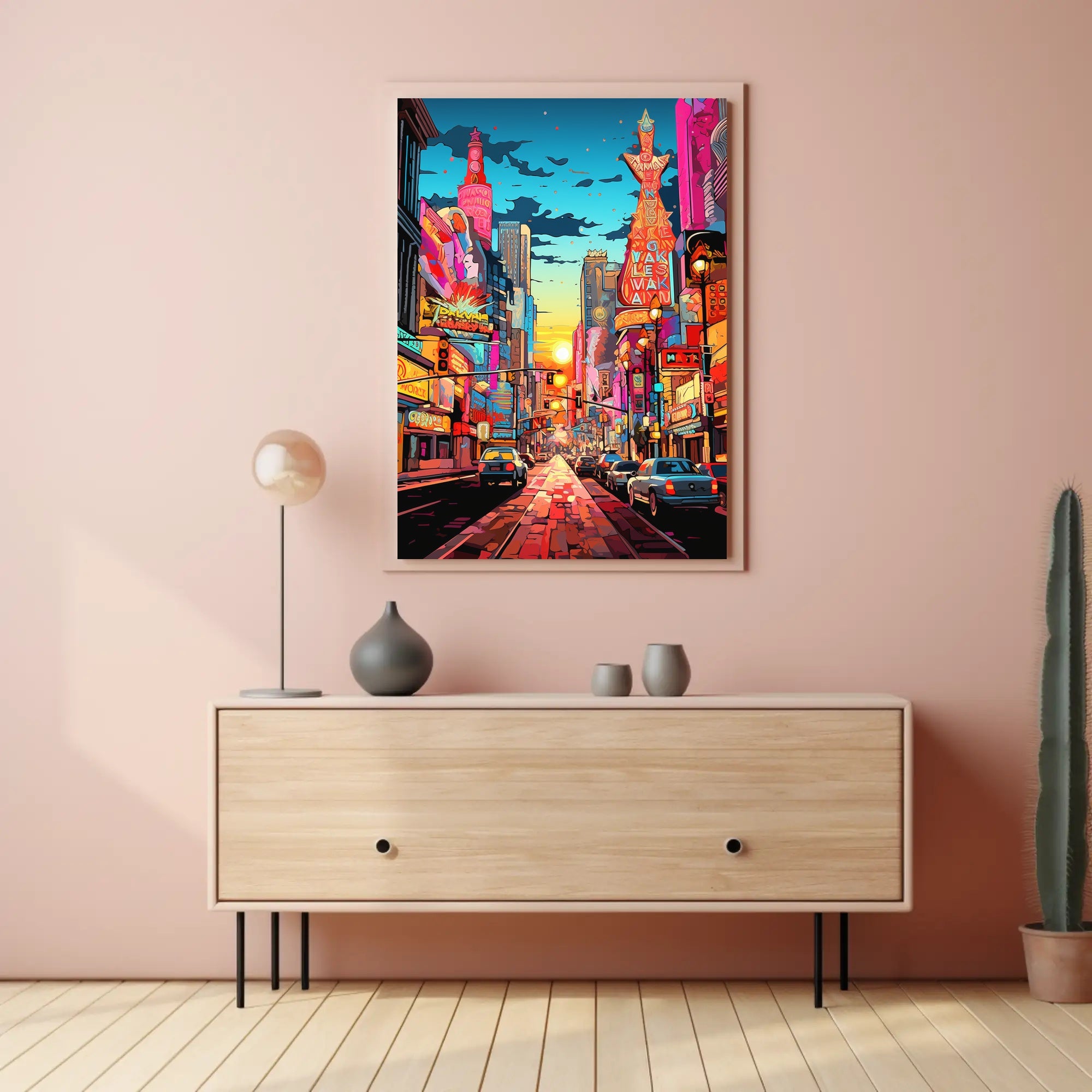 Vibrant Times Square Urban Scene Poster Modern Wall Art