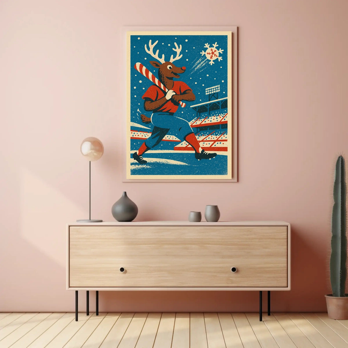 Reindeer Baseball Poster