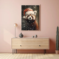 Festive Red Panda In Winter Wonderland Poster