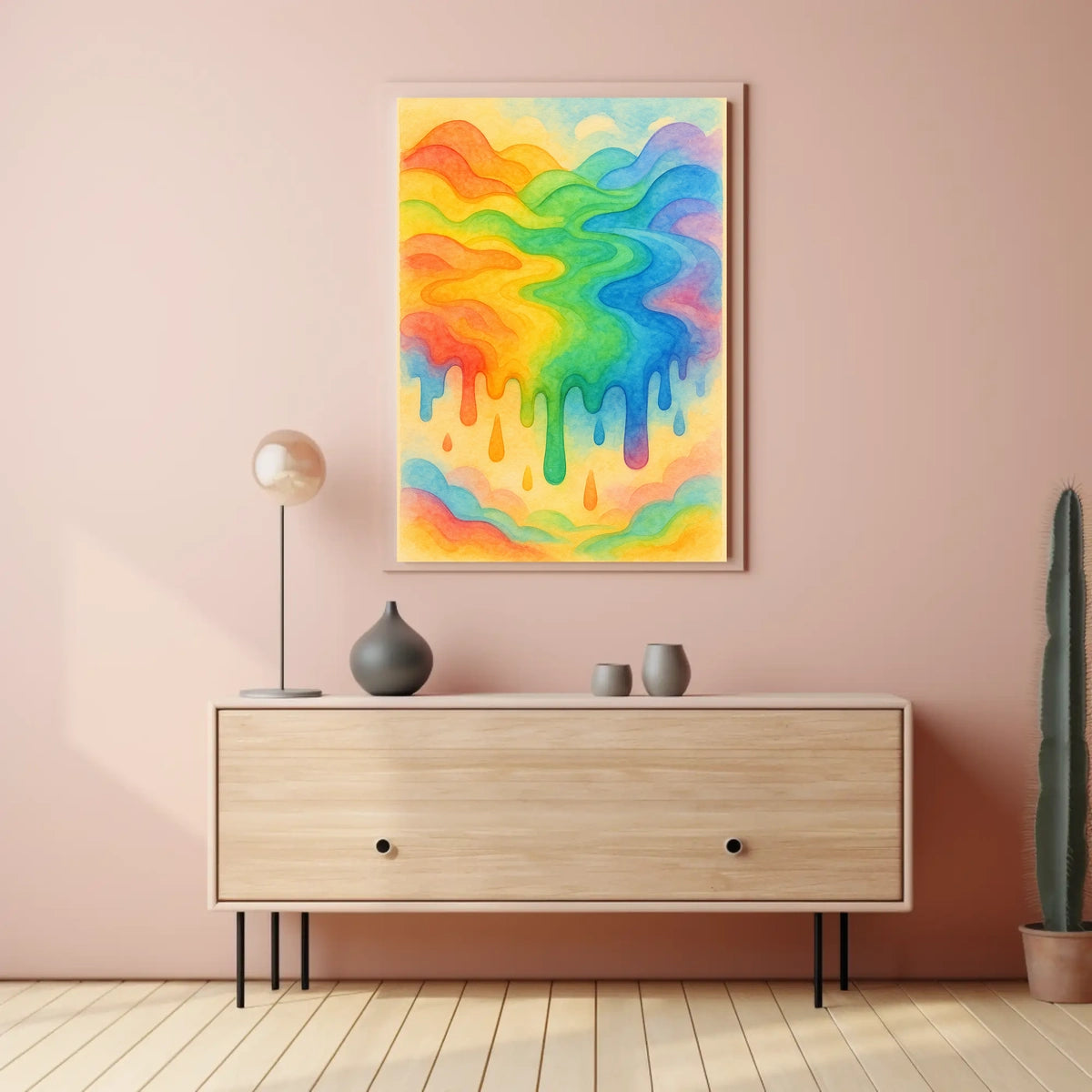 The poster displays an abstract, vibrant scene of flowing rainbow colors. The core Travel Poster