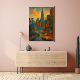 New York City Dusk Urban Scene Poster Modern Wall Art