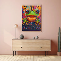 Whimsical Frog DJ Art Print: Abstract, Artistic, or Pop Culture Poster