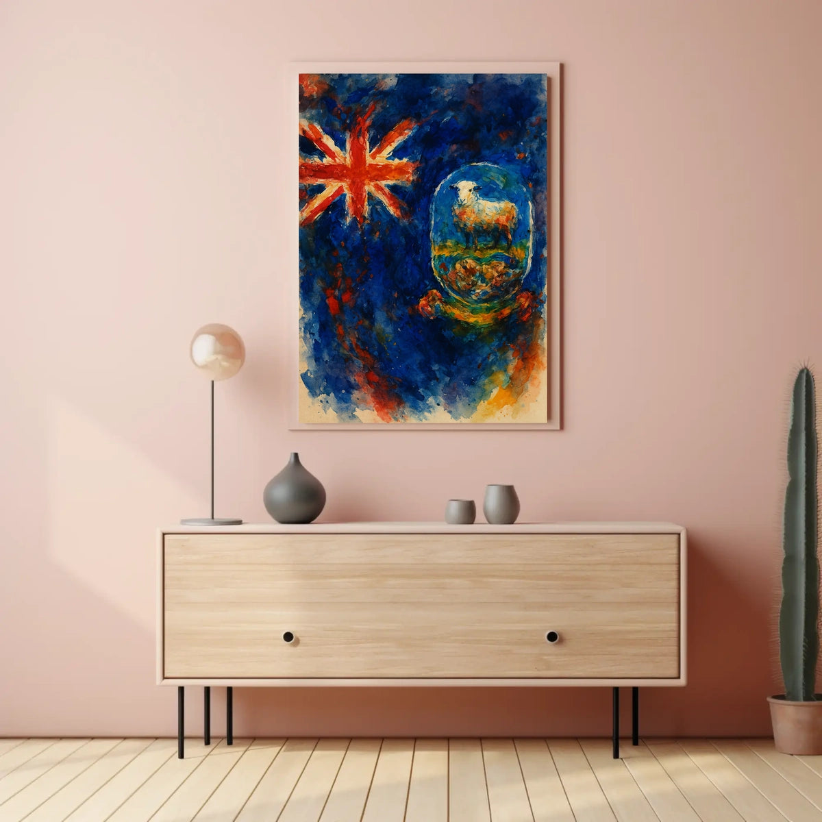 Union Jack And Sheep In Watercolor Poster