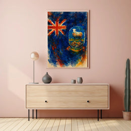 Union Jack And Sheep In Watercolor Poster