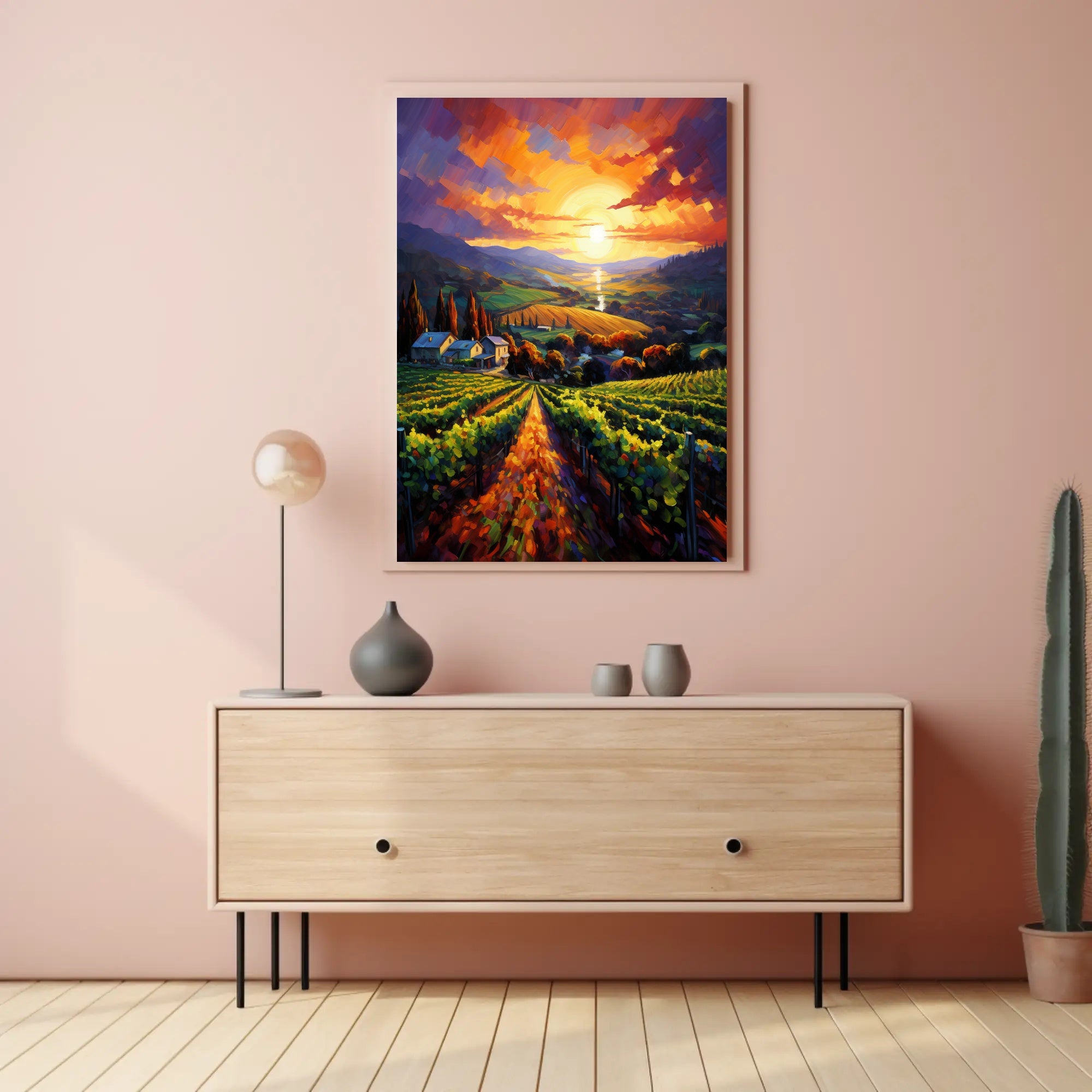 Sunset Over The Vineyard Poster