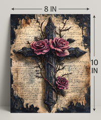 Roses And Cross Poster