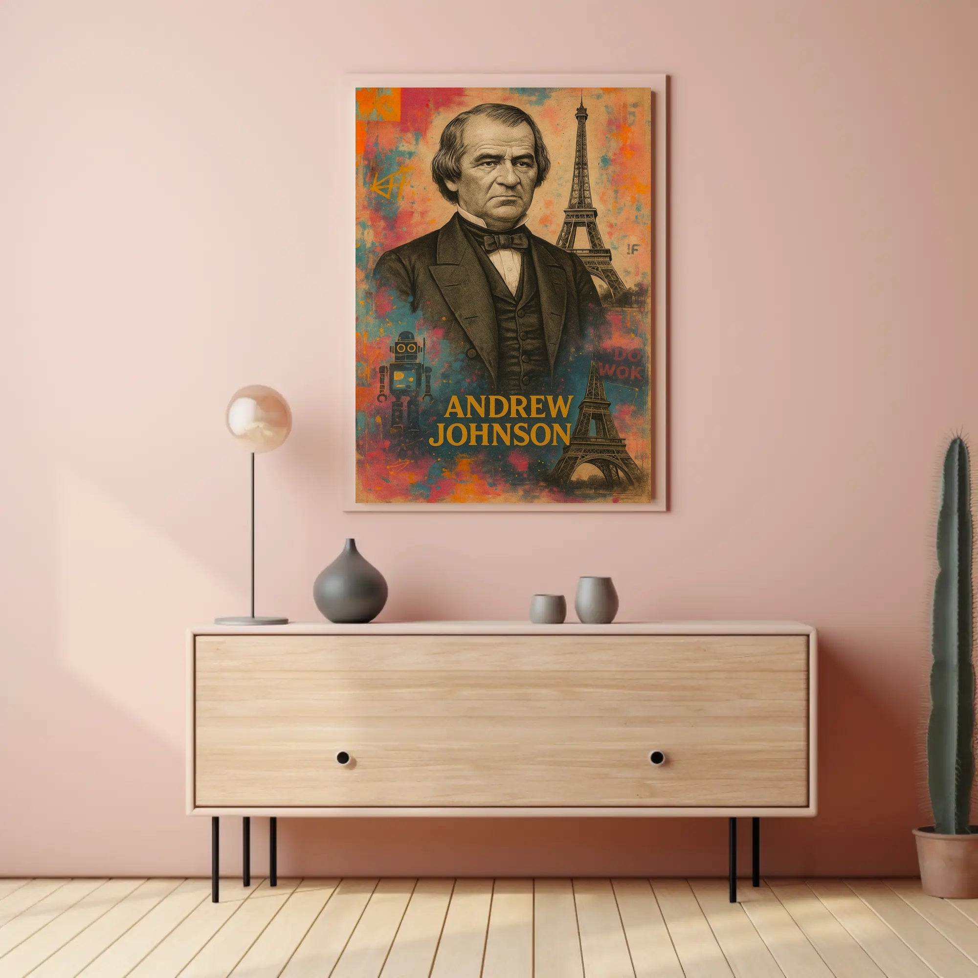 Sophisticated Portrait with Eiffel Tower Artistic Pop Culture Poster