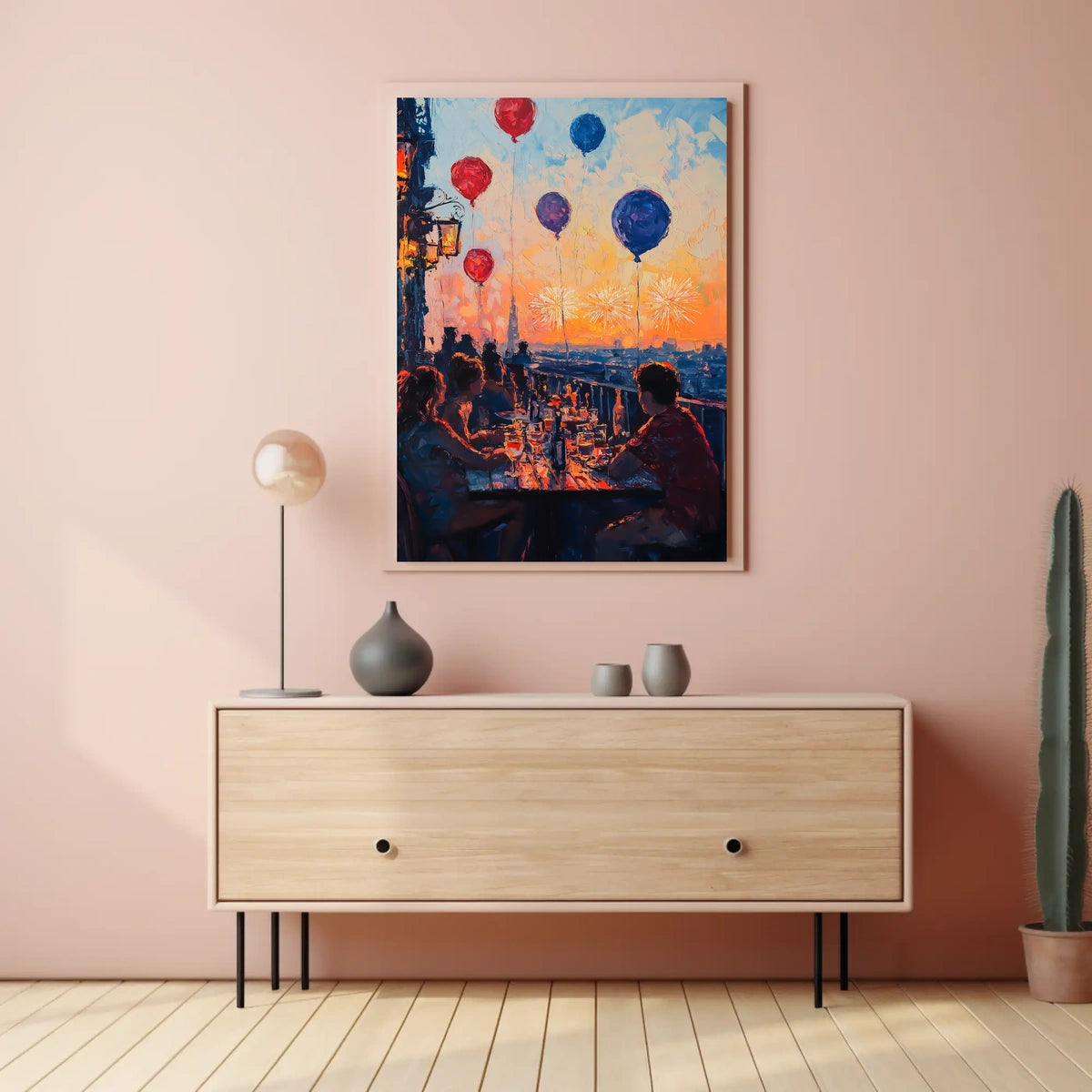 rooftop barbecue at sunset Poster