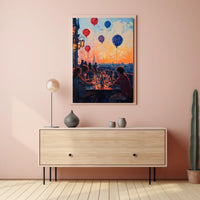 rooftop barbecue at sunset Poster