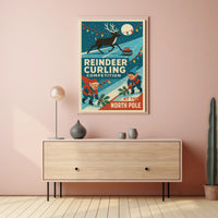 Reindeer Curling Competition Poster