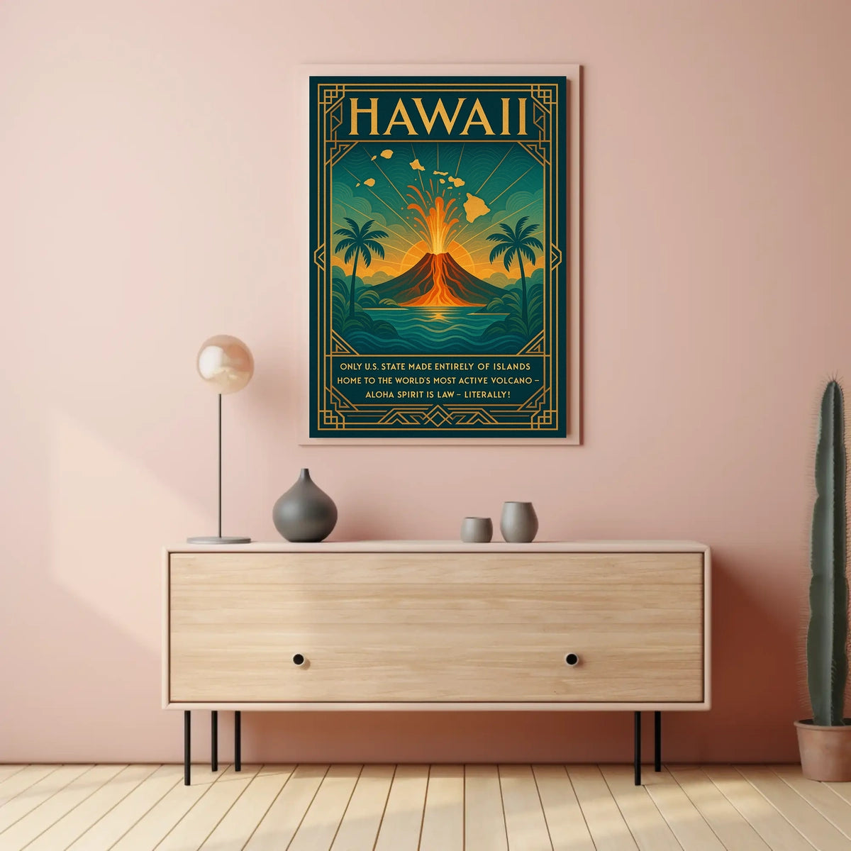 Hawaii Volcano Art Deco Poster: Tropical Adventure